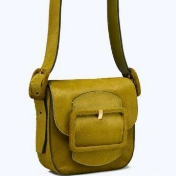 Tory Burch Handbags - TORY BURCH SAWYER CALF HAIR SHOULDER BAG DEEP GRASSLAND